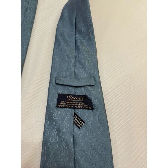 Gucci Vintage Blue Silk Necktie Tie - Picture 5 of 7